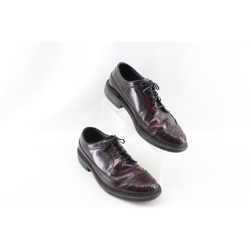 Vintage 70s 80s Mens‎ Coburne Square Longwing Wingtip Shoes Size 7.5 D Burgundy